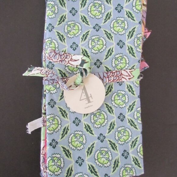 Anthropologie 100% Cotton Tangier Oasis Napkins Set of 4 Summer Dining 18" NEW - Picture 10 of 10